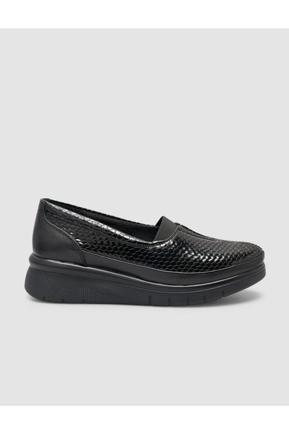 Crocodile Leather Black Women's Casual Shoes
