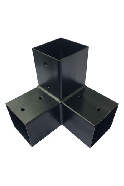 Conector grindă lemn, 3 conexiuni, Lucco, Fier, Negru, 150x150
