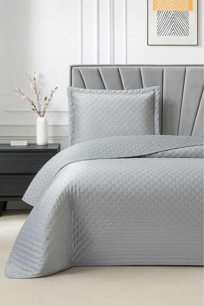 Parma Single Luxury Velvet 180X240 cm Bedspread Gray