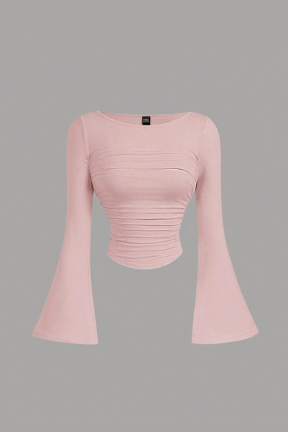 Women's Lycra Draped Long Spanish Sleeve Crop Blouse