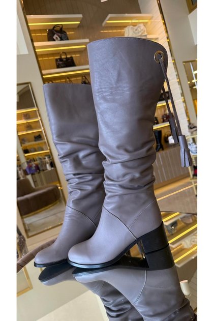 Genuine Leather Foldable Model Women's Boots