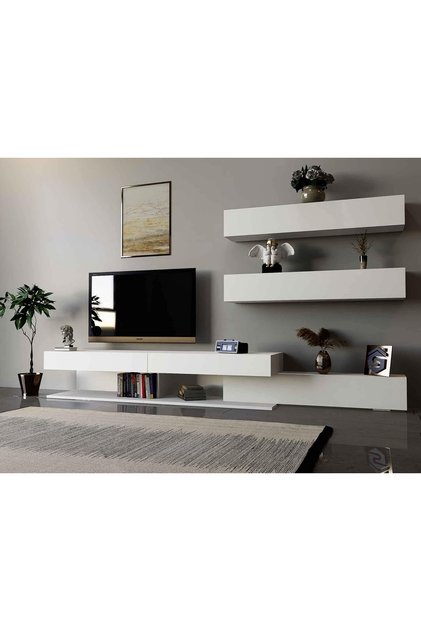 Large white modern TV table - Elit