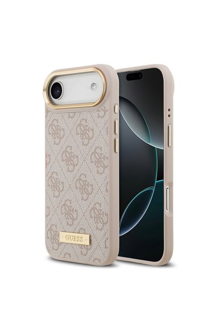 iPhone 17 Air Compatible Case Licensed M-Safeli 4g Patterned Pu Metal Plate Classic Logo Pink