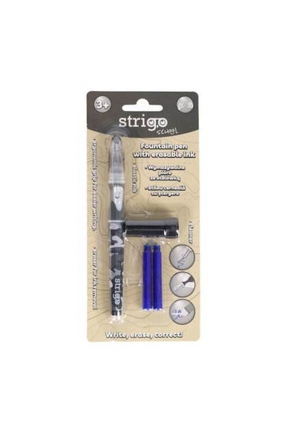 stilou cu cerneală ștergătoare + 2 rezerve + dispozitiv de curățare, blister, armată