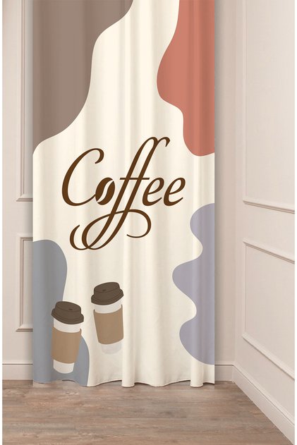 Coffe Time Espresso Latte Coffee Time Bohemian Patterned Special Design Digital Printed Stylish Style Background Curtain