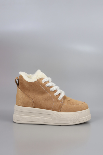 Frm 034 Fur Detail Lace up Boots