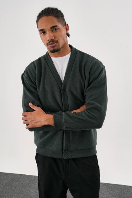 Noble V-Neck Winter Cardigan Green