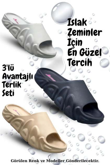 Set of Three Pool Slippers - Unisex Beach Balcony Pool Street Daily Women's and Men's Slippers