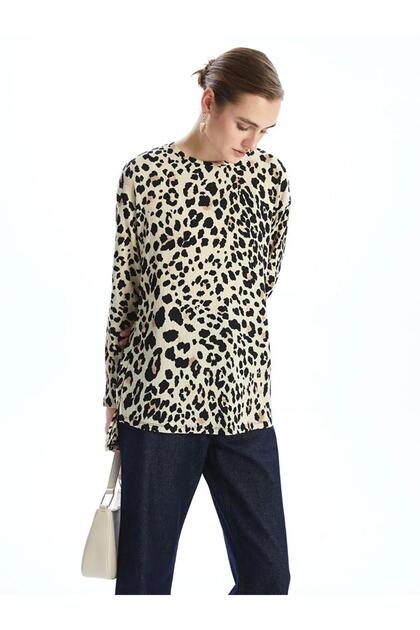 Crew Neck Patterned Women's Blouse (S5)