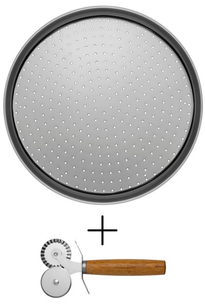 Small Size Perforated Pizza Tray Lahmacun Pita Tray 28 Cm Double Headed Pizza Roulette
