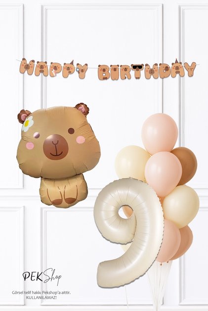 Capybara Theme Birthday Balloon and Banner Decoration Set Capybara Concept