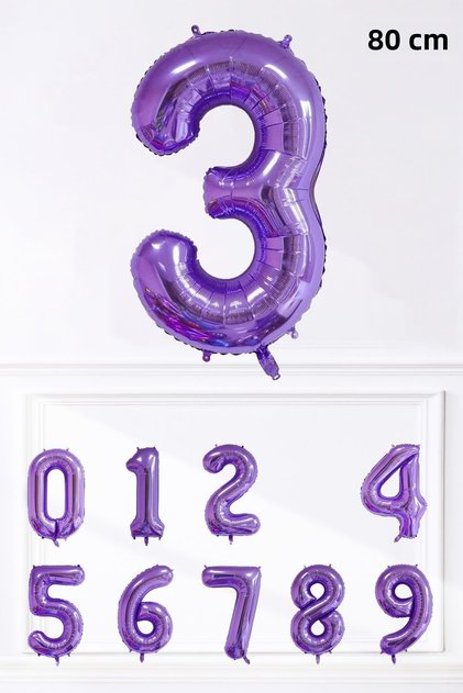 Purple Number Foil Balloon Large Size Purple Number Age Balloon 85cm 34Inch