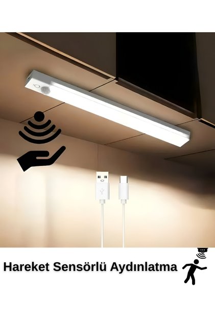 Hareket Sensörlü Şarjlı Led Lamba 50 Cm Beyaz Renk
