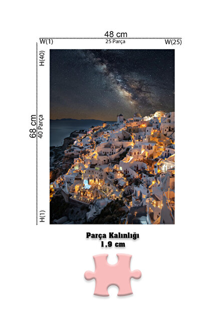 Neverland 4 Adet 1000 Parça Puzzle - Santorini / Gezegenler