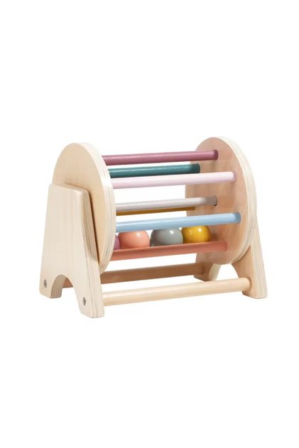 Joc educativ Montessori din lemn Tambur cu bile colorate, multicolor