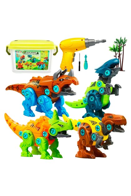 Set asamblare Dinozauri cu masina de gaurit si infiletat electrica, constructie DIY educational STEM
