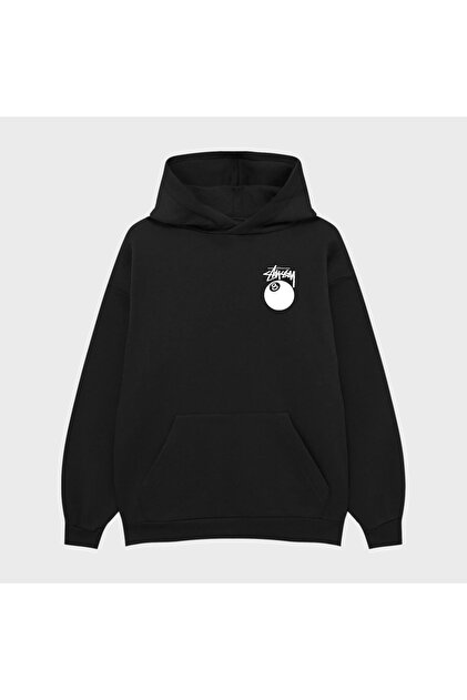 PURE EFFECT STÜSSY 8 BALL BASKILI OVERSIZE UNISEX %100 PAMUKLU