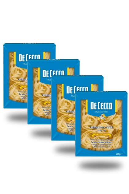 De Cecco Fettuccine 500 g x 4 (Toplam 2 kg) – Yassı Şerit İtalyan Makarna, Sos Tutucu