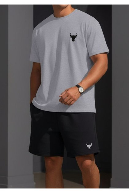 Oversize T-Shirt Set - Printed Bottom Top Shorts Set
