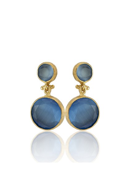 Kadir Jewellery 22 Ayar Altın Kaplama Kadın Taşlı Küpe -El İşçiliği Ve Hipoalerjenik Küpe