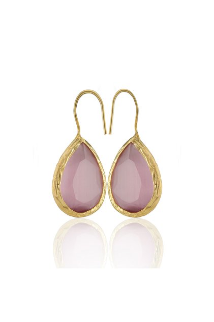 Kadir Jewellery 22 Ayar Altın Kaplama Damla Taşlı Küpe -El İşçiliği Ve Hipoalerjenik Küpe
