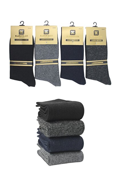 Men's Lambswool Wool Winter Socks Multi-Colored 4-Pack