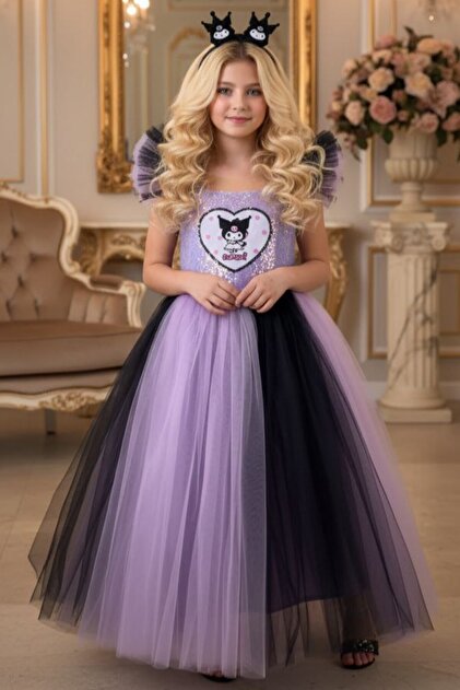 kuromi birthday dress ABİYEKİDS Costume Girls' Evening Kuromi Party Dress Aby885 Color:Nude* finalsale4th_26.06 Mother Daughter Matching Dress,