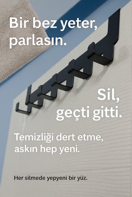 Reflekta Metal Siyah Amerikan Kapı Arkası Askılık–Kapı Üstü Askılık, Mutfak Banyo ve Oda İçin Kapı Askılık