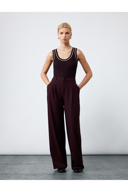 Color Contrast Sleeveless U Neck Knitwear Singlet