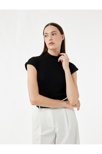 Sleeveless Cotton Stand Collar T-Shirt