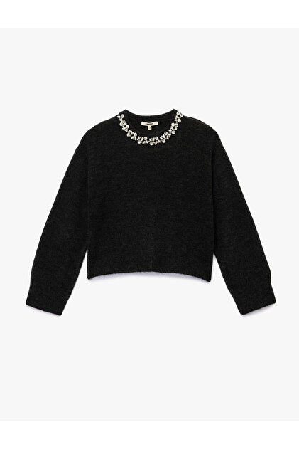 トップス Stone  knit sweater Koton Long Sleeve Crew Neck Stone Knit Sweater- Trendyol