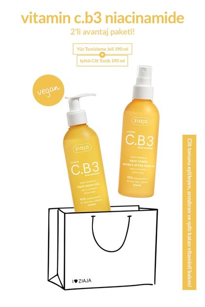 Vitamin C.B3 Niacinamide 2'li Avantajlı Set - Temizleme Jeli 190ml + Tonik 190ml