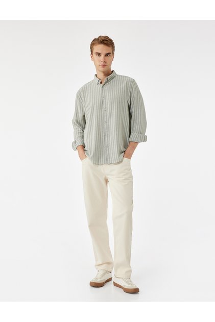 Button-Down Collar Cotton Regular Fit Long Sleeve Shirt