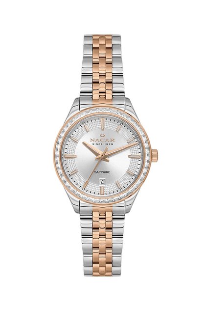 Sapphire Glass Silver - Rose Women's Wristwatch Nc33- 398385 -Ewms