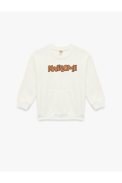 Long Sleeve Crew Neck Ribbed Cotton Sweatshirt
