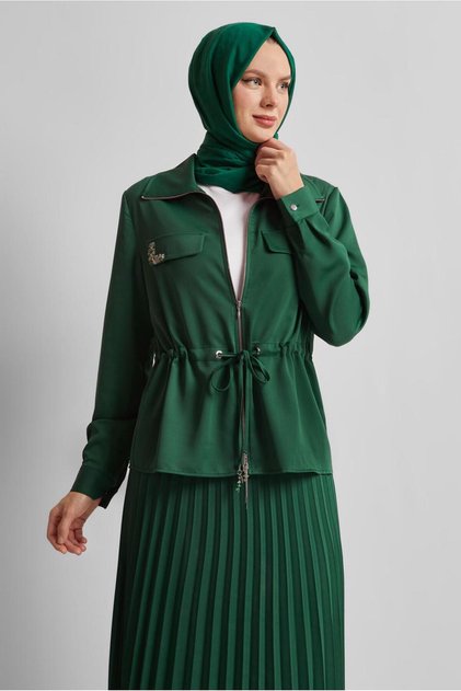 بدلة ساتان مع تنورة مطوي 45385