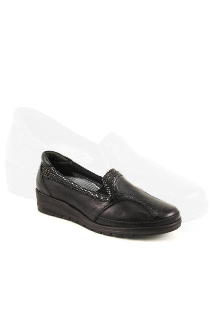 25109 Black Genuine Leather Women's Shoes