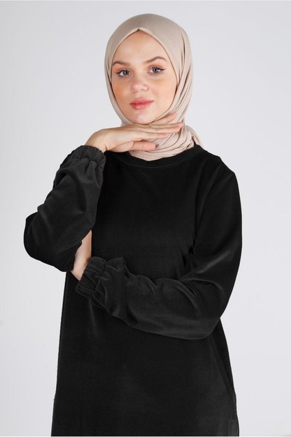 KOLU LASTİKLİ KADİFE TUNİK 43447