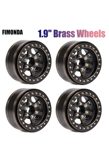 Heavy Brass 1.9'' Wheels Rim with Scale Beadlock Hardware for 1/10 1/8 RC Crawler TRX4 Capra SCX1...
