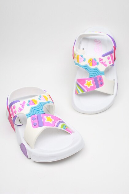 Daily Unisex White Children's Sandals Flexible Anti-Slip Sole Summer Home School Nursery Shoes Ps940-Ps955