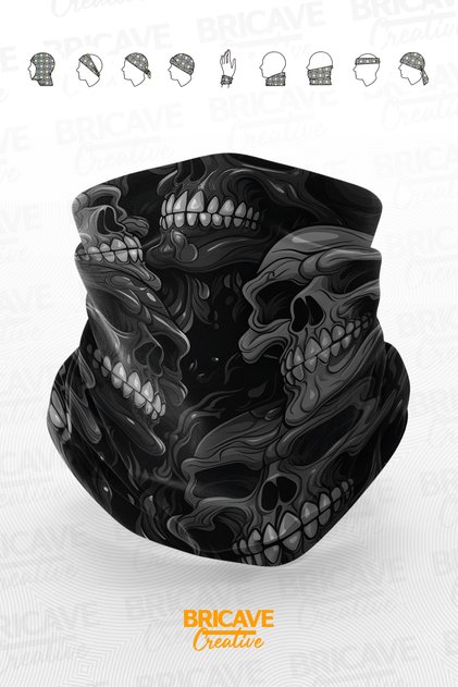Karanlık Kuru Kafa Desenli Motosiklet Bandana Boyunluk Maske