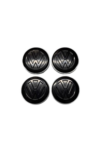 Set 4 capace roți 60mm VW negre compatibile/înlocuitoare jantă aliaj