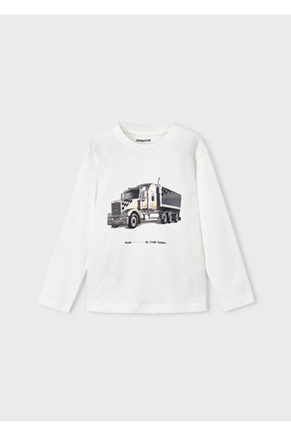 Cream Boy's Printed Long Sleeve T-Shirt 4085
