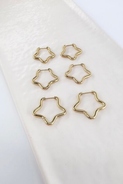 Women's 316 L Stainless Steel Anti Allergenic 3 Sizes 6-Piece Star Geometric Earring Set
