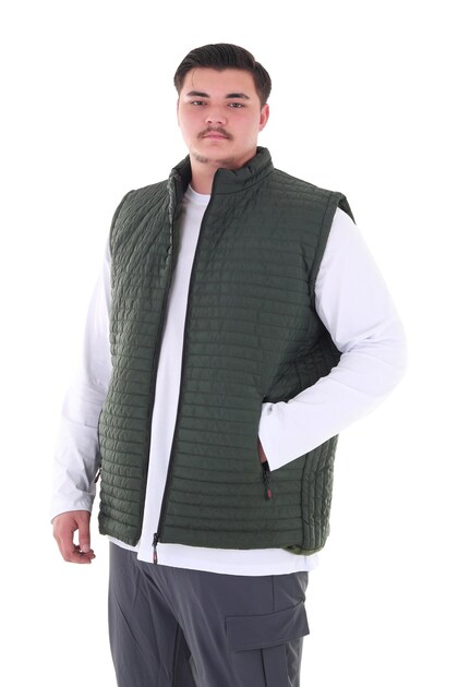 Stand-Up Collar Seasonal Quilted Vest Suitable for Men's Plus Size between 120 Kilos-158 Kilos
