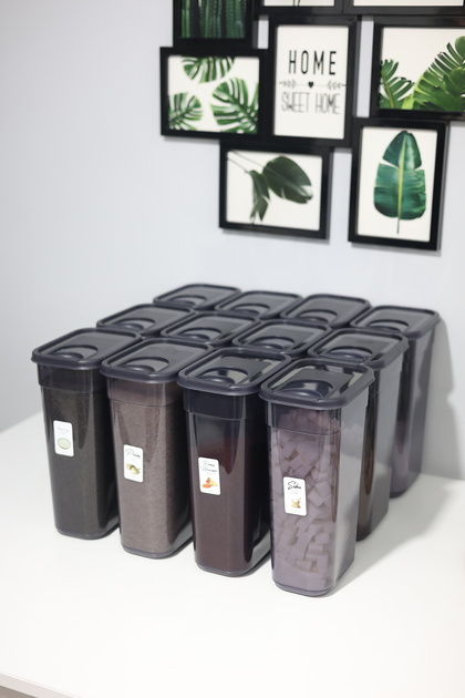 12-Piece 24-Compartment 3.2 Lt Food and Grain Storage Container Set with Airtight Lids Kitchen Organizer