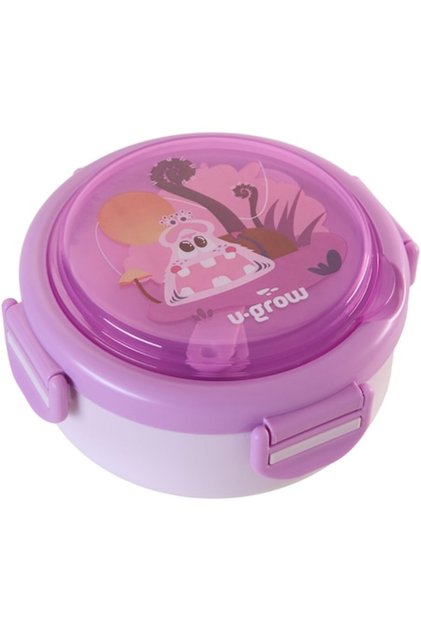 Caserola termica 2 in 1 cu lingurita si furculita pentru copii U-Grow, mov
