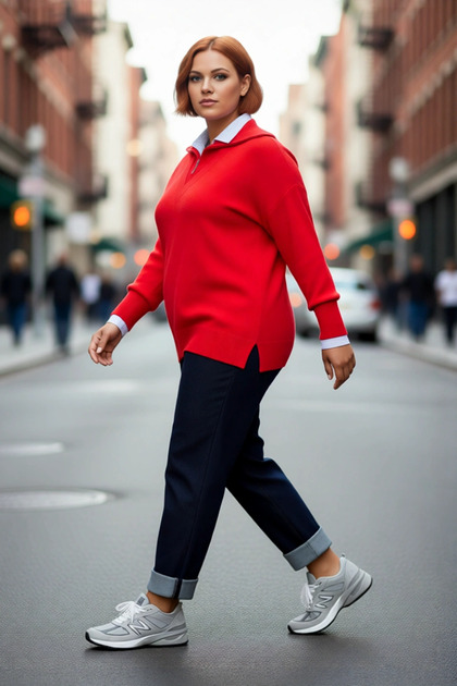 Women's Red Regular Fit Turn-Down Collar Zip-Up Knitwear Sweater Low Arm and Solid Pattern Winter Chic