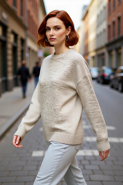 Women's Oversize Knitwear Sweater Low Sleeve Crew Neck Basic Winter Daily Casual Comfortable Stylish Design Quality