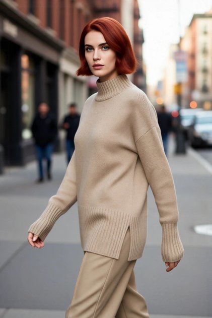 Women's Oversized Cutout Stand Collar Raglan Sleeve Plain Gray Knitwear Sweater Ideal Choice for Winter Daily Wear